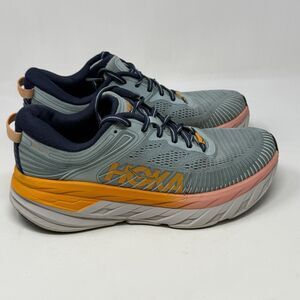 Hoka One One Bondi 7 Womens 8 Blue Lightweight Running Shoes Sneakers Beaters
